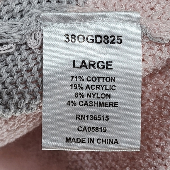 One Grey Day Women's Cashmere Blend Stripe Pattern Crew Neck Sweater - L - Picture 6 of 6